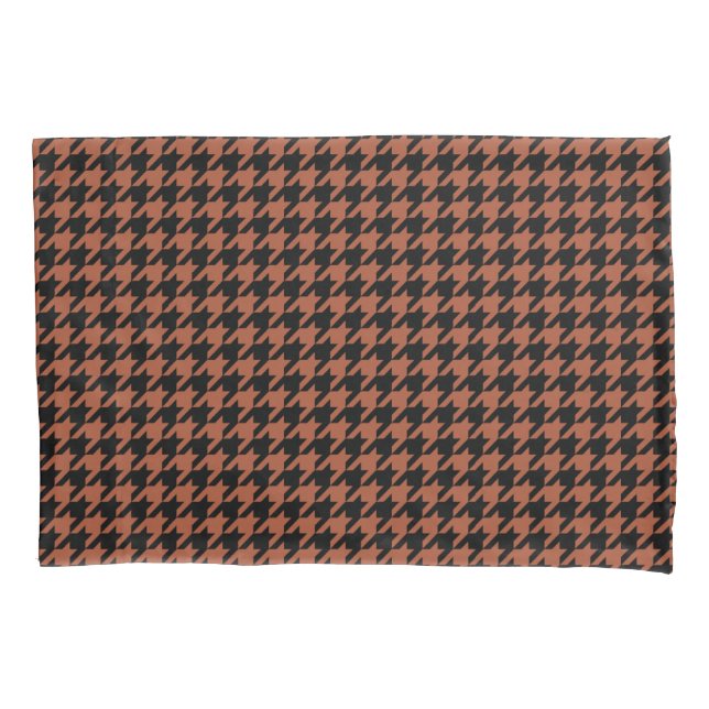 Brown Black Houndstooth Check Pillowcase (Front)