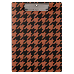 Brown Black Houndstooth Plaid  Clipboard