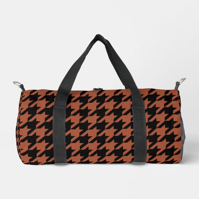 Brown Black Houndstooth Plaid  Duffle Bag (Front)