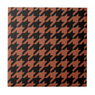 Brown Black Houndstooth Plaid  Tile