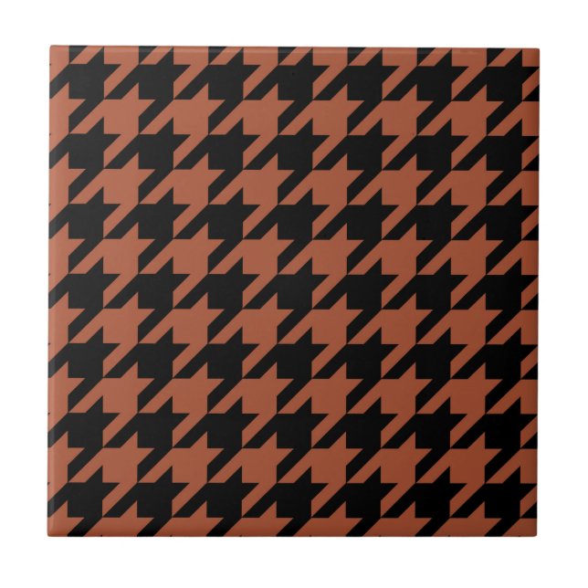 Brown Black Houndstooth Plaid  Tile (Front)