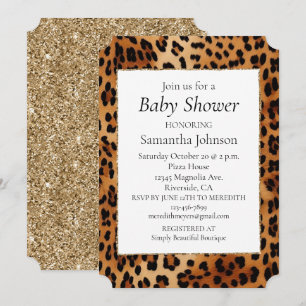 Brown Black Leopard Animal Print Invitation