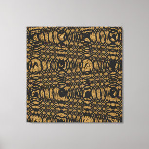 Brown Black Leopard Modern Abstract Wave Circle Canvas Print