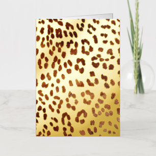 Brown Black Leopard Print Foil Greeting Card