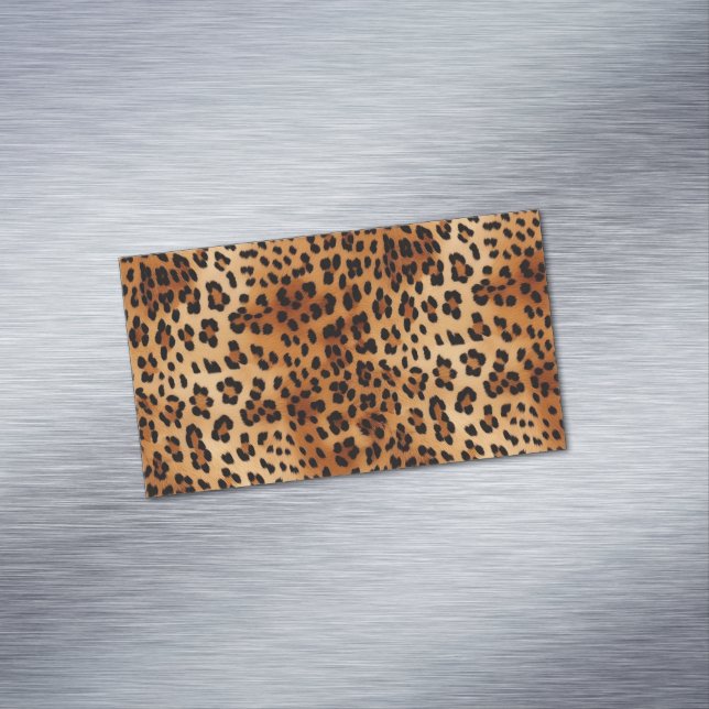 Brown Black Leopard Print Magnetic Business Card (In Situ)