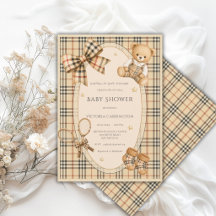 Brown Black Plaid Serving up Love Baby Shower