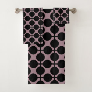 brown black polka dot check pattern fashion bath towel set