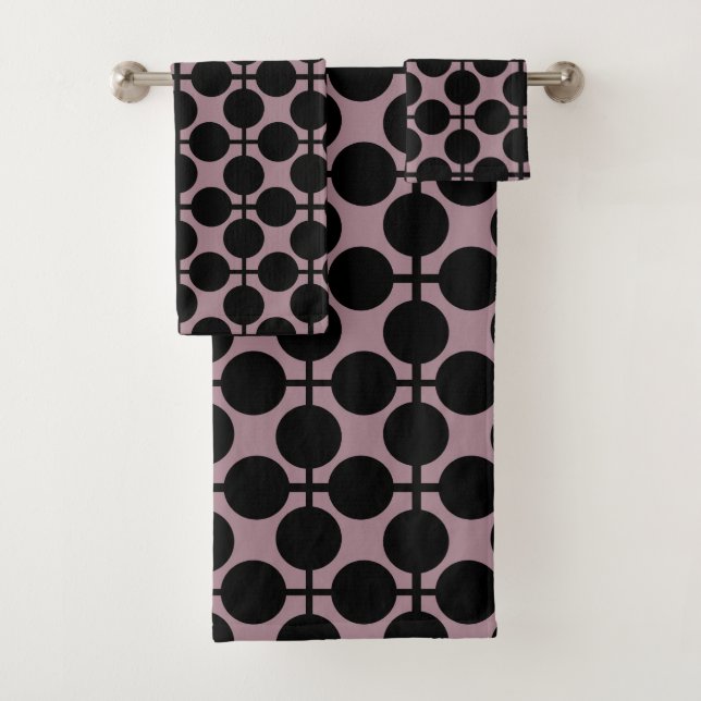 brown black polka dot check pattern fashion bath towel set (Insitu)