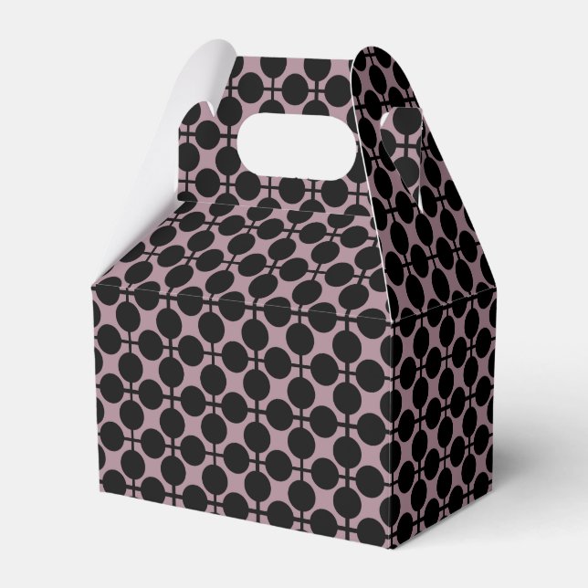 brown black polka dot check pattern fashion favour box (Front Side)