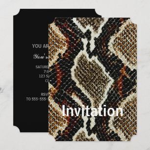 brown black red animal print snake skin invitation