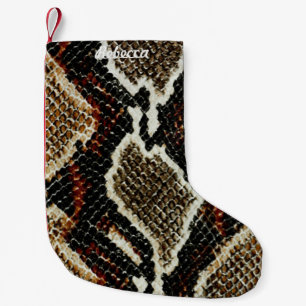 brown black red animal print snake skin small christmas stocking