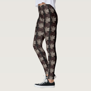 Brown black repeat geometric, stripes or triangles leggings
