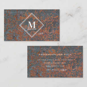 Brown Black Rust Metallic Texture Monogram Initial Business Card
