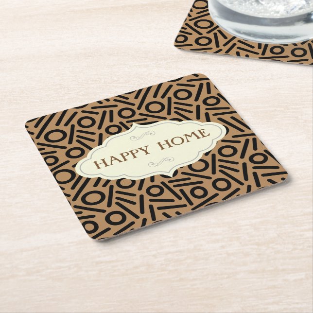 Brown black seamless monogram pattern Coasters (Angled)