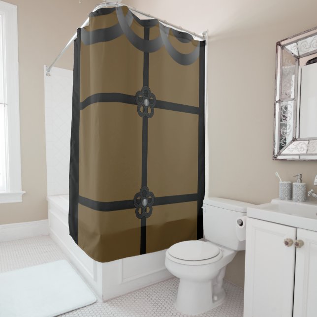 Brown black showercurtain shower curtain (In Situ)