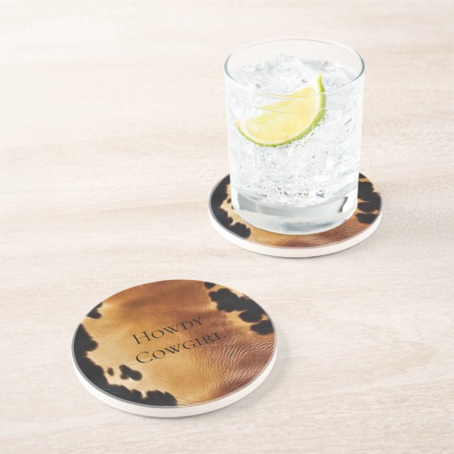 Brown Black Southwest Cowhide Coaster (Side)