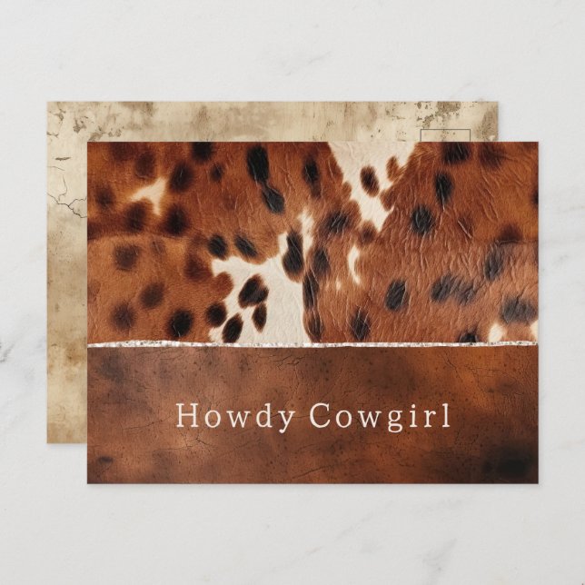Brown Black Southwest Cowhide Postcard (Front/Back)