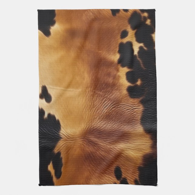 Brown Black Southwest Cowhide Tea Towel (Vertical)