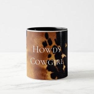 Brown Black Southwest Cowhide Two-Tone Coffee Mug