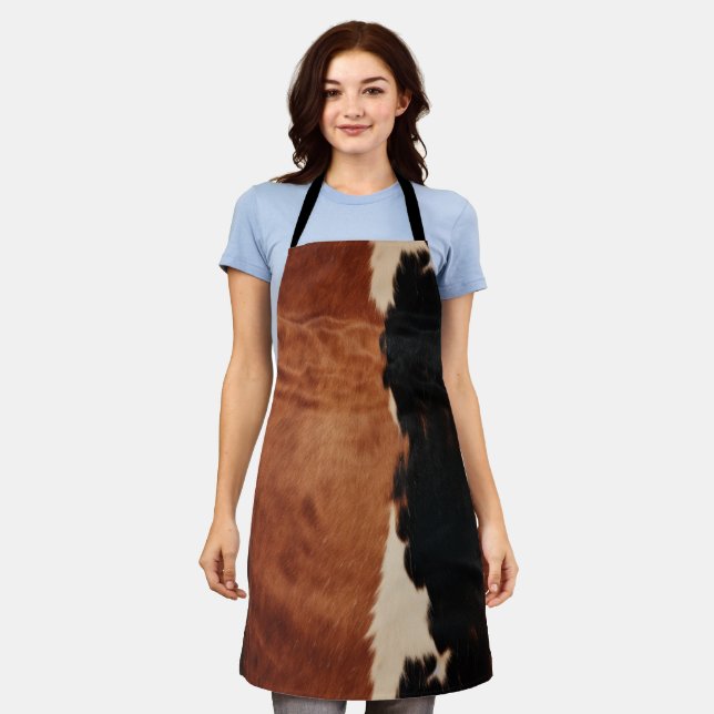 Brown Black Southwest Faux Cowhide Apron (Worn)