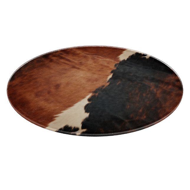 Brown Black Southwest Faux Cowhide Cutting Board (Corner)