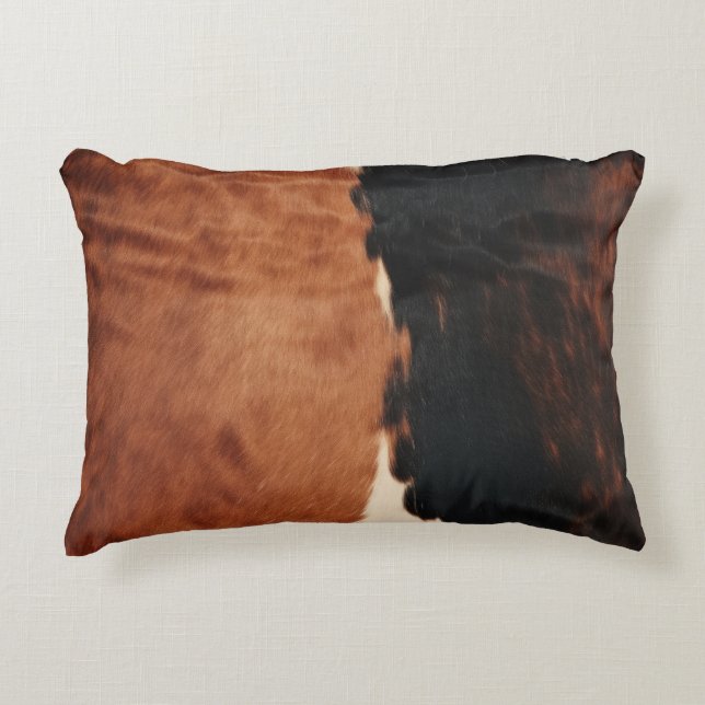 Brown Black Southwest Faux Cowhide Decorative Cushion (Front)