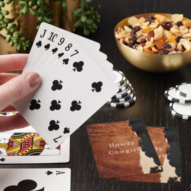 Brown Black Southwest Faux Cowhide Playing Cards (In Situ)