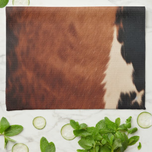 Brown Black Southwest Faux Cowhide Tea Towel