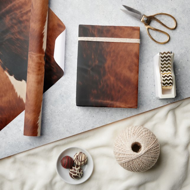 Brown Black Southwest Faux Cowhide Wrapping Paper (Crafts)