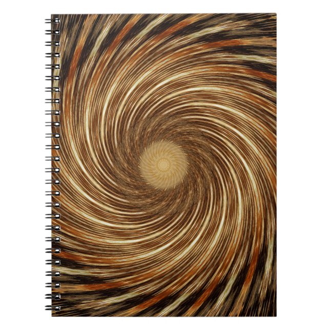 Brown Black Spiral Wave Kaleidoscope Art Notebook (Front)