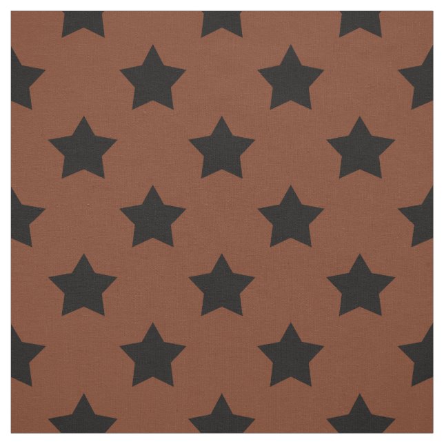 Brown Black Stars Pattern Decorative Textile Fabric (Swatch)