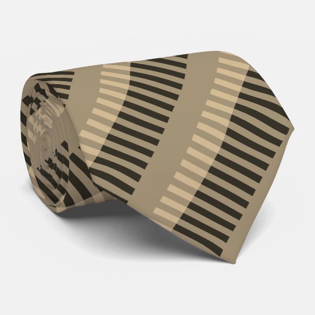 Brown Black Striped Pattern Tie (Rolled)