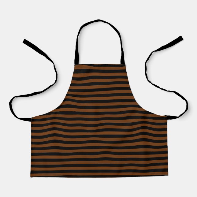 Brown Black Stripes Seamless Pattern Apron (Front)