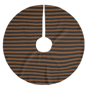 Brown Black Stripes Seamless Pattern Brushed Polyester Tree Skirt