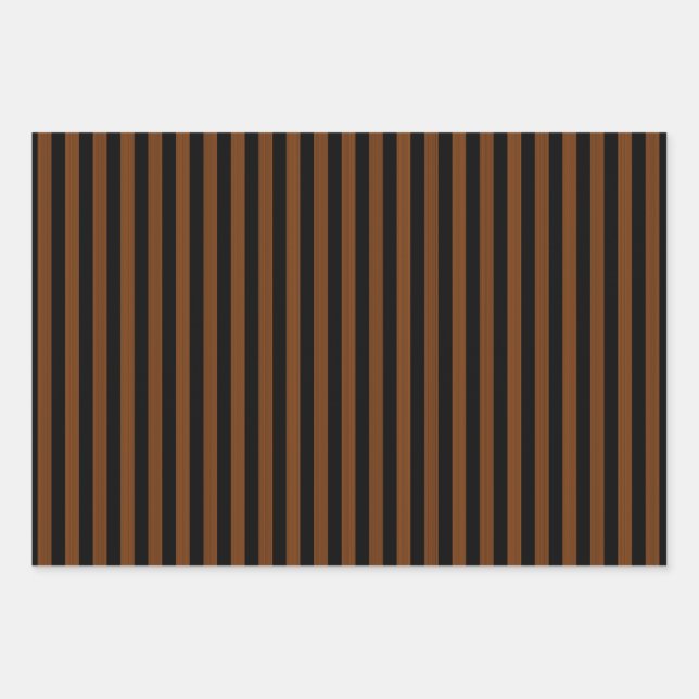 brown Black Stripes Seamless Pattern Wrapping Paper Sheet (Front)