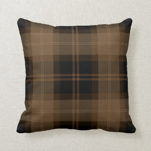 Brown Black Tartan Plaid Pattern Cushion