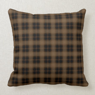 Brown Black Tartan Plaid Pattern Cushion