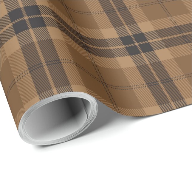 Brown Black tartan Plaid Scottish Pattern Wrapping Paper (Roll Corner)