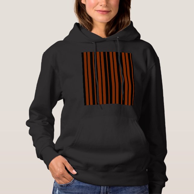 Brown Black Vertical Stripes Pattern Design Hoodie (Front)