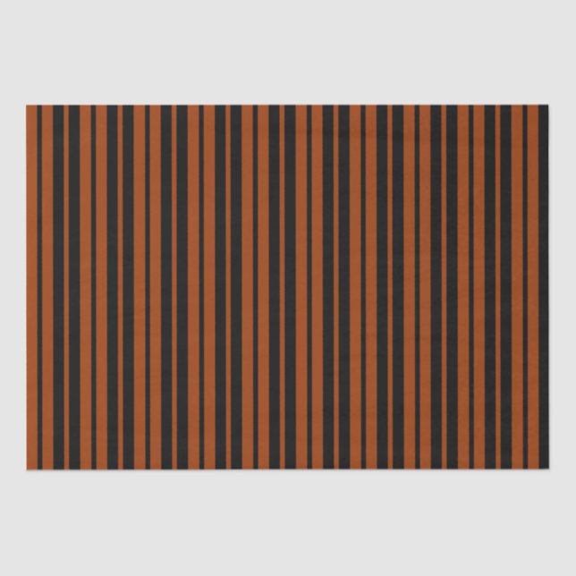 Brown Black Vertical Stripes Pattern Design Tissue Paper (Front)
