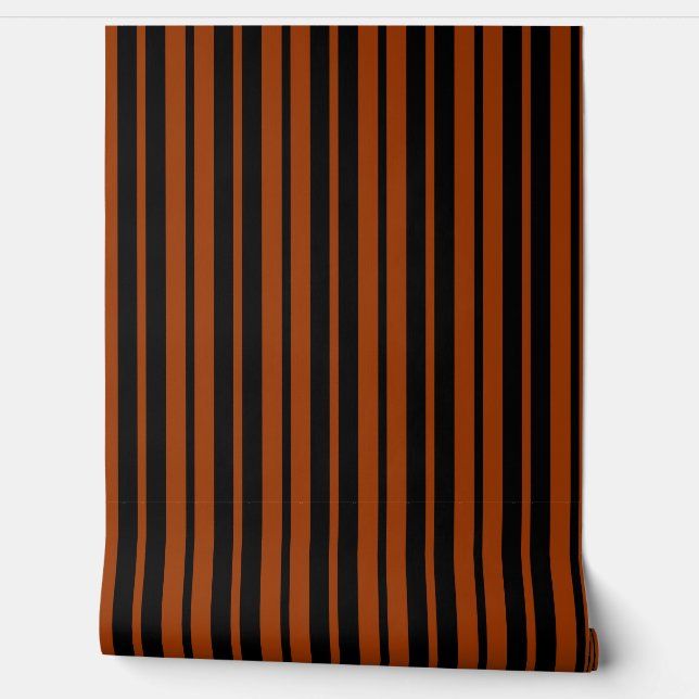 Brown Black Vertical Stripes Pattern Wallpaper (Unrolling)