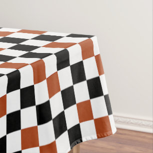 Brown Black White Chequered Pattern Design  Tablecloth