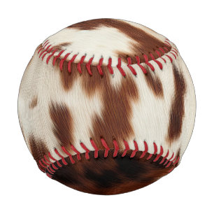 Brown Black White Cowhide Baseball