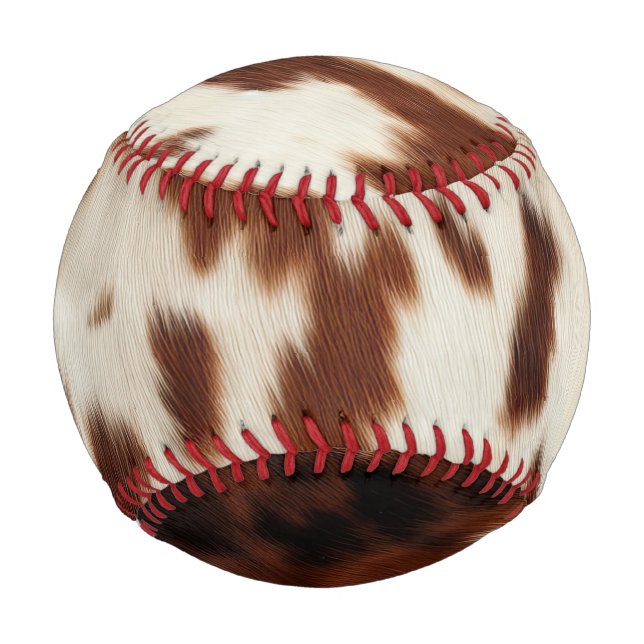 Brown Black White Cowhide Baseball (Front)