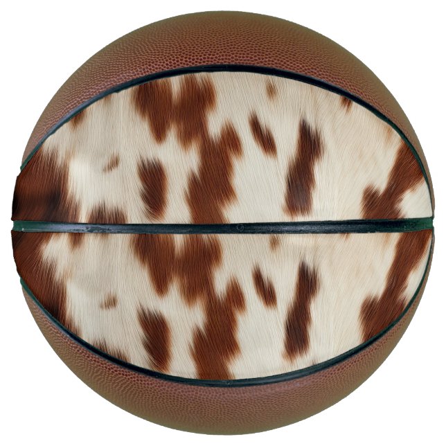 Brown Black White Cowhide Basketball (Front)