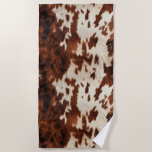 Brown Black White Cowhide Beach Towel