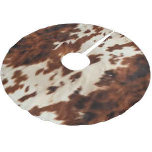Brown Black White Cowhide Brushed Polyester Tree Skirt