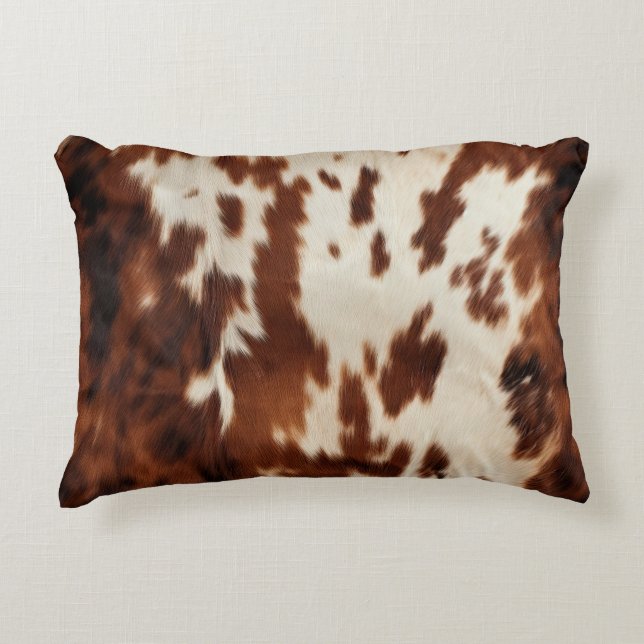Brown Black White Cowhide Decorative Cushion (Front)