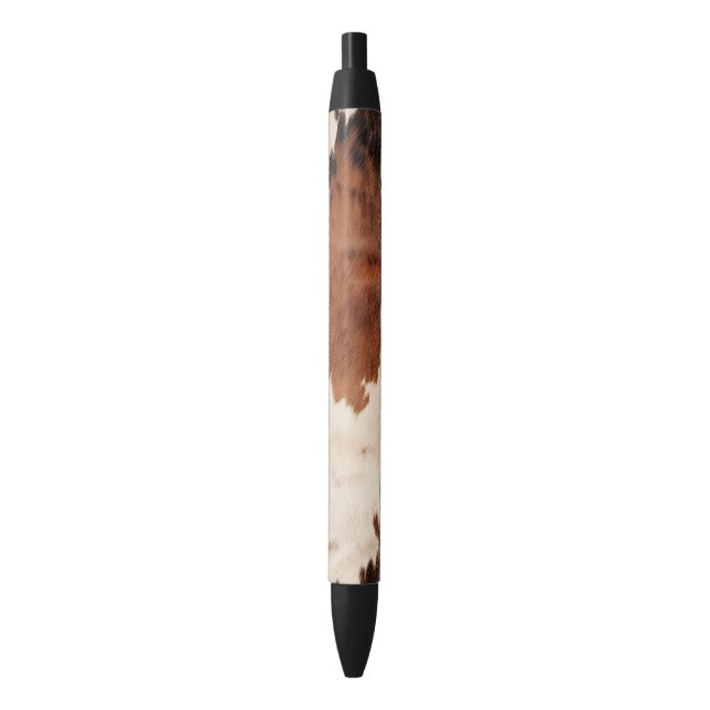 Brown Black White Cowhide Ink Pen (Front Vertical)