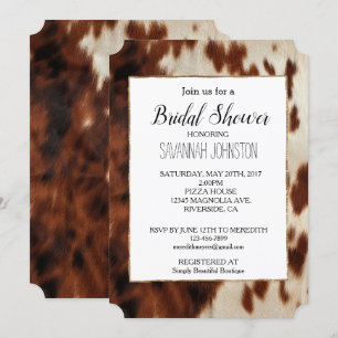 Brown Black White Cowhide Invitation